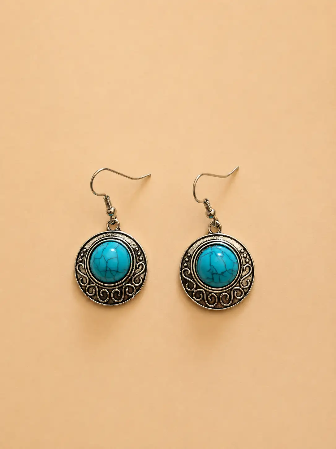 boucle d'oreil argent avec perle bleu