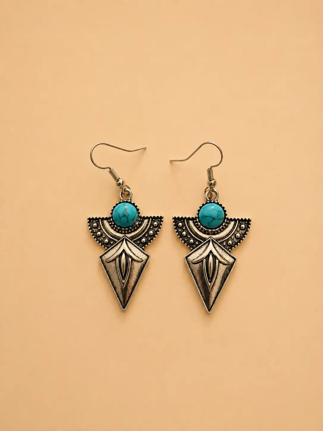 boucle d'oreil argent avec perle bleu marbré indienne