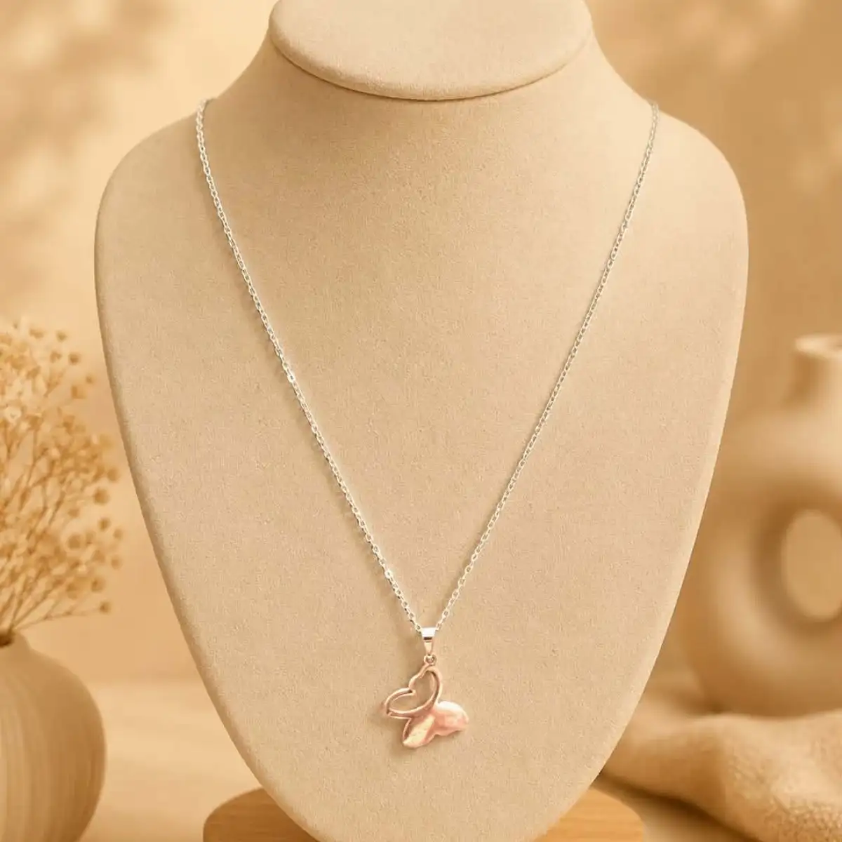 collier papillon argent